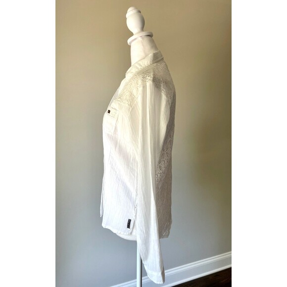 Blanc du Nil Shirt US 6 Gauzy Egyptian Cotton Lace Back Boho Airy Travel Summer - Picture 5 of 14
